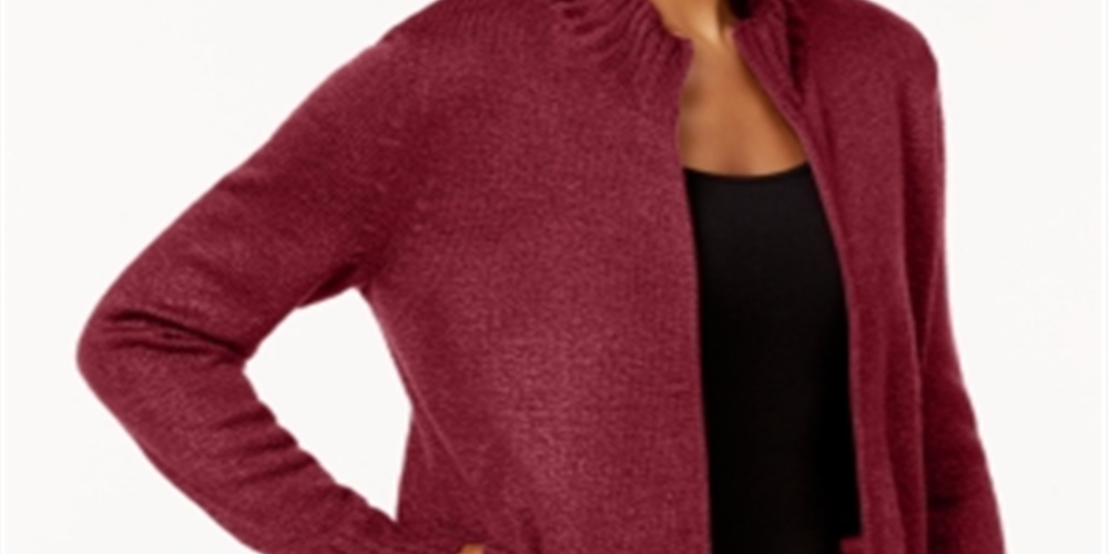 Karen Scott Women's Zip Front Cardigan Red Size XX-Large
