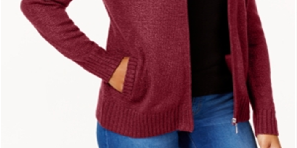 Karen Scott Women's Zip Front Cardigan Red Size XX-Large