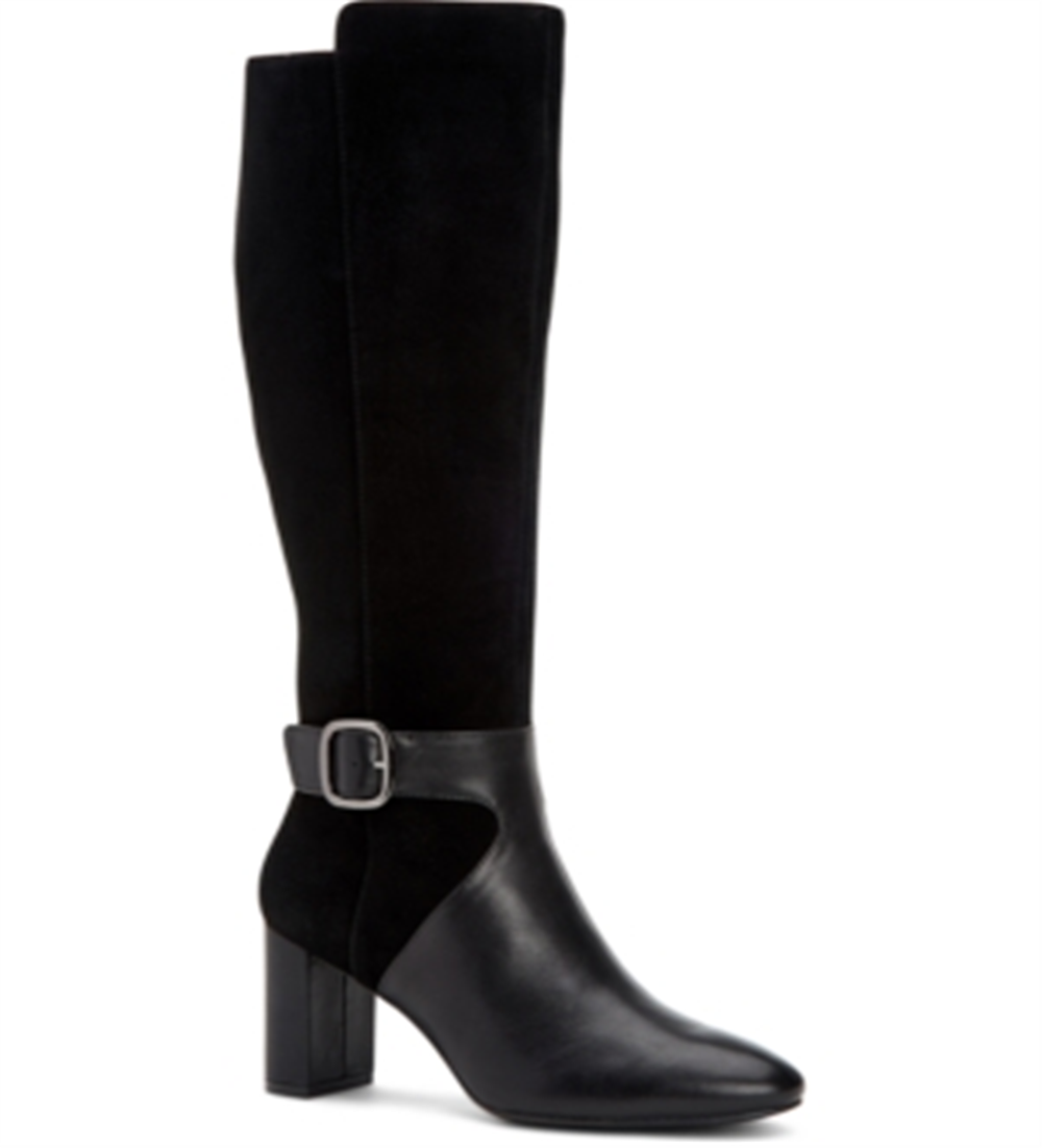 Alfani Womens Nelsonn Faux Suede Tall Riding Boots Black Size 7 M