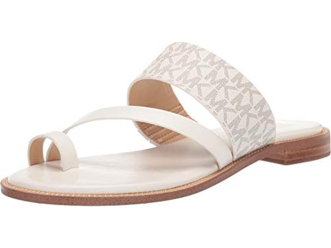 Michael Kors Women's Pratt Flat Sandal White Size 10