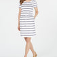 Charter Club Petite Striped Terry Drawstring Dress Black Size S