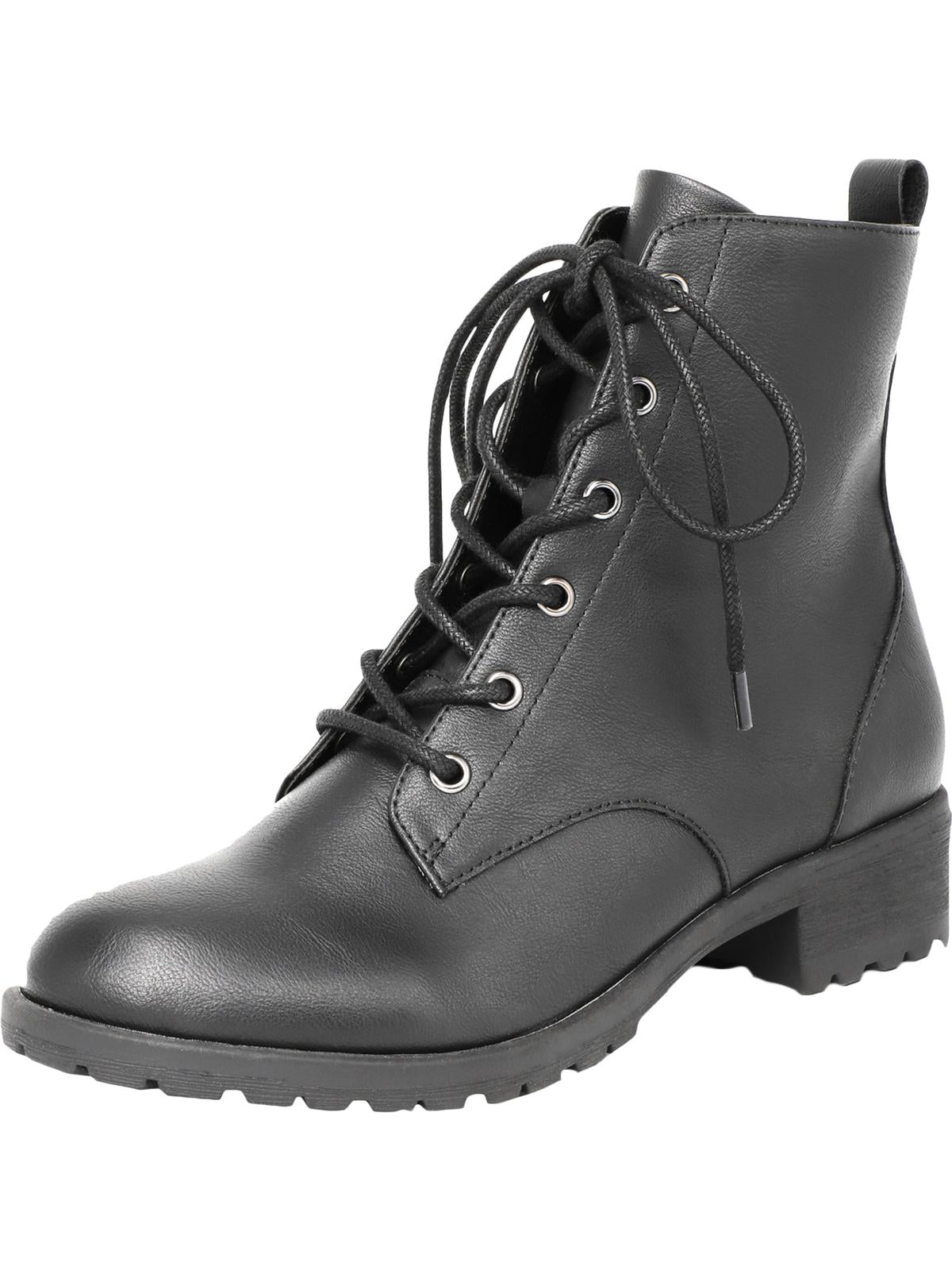 American Rag Womens Franie Leather Closed Toe Ankle Combat Boots Black Size 7.5 M