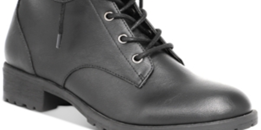 American Rag Womens Franie Leather Closed Toe Ankle Combat Boots Black Size 7.5 M