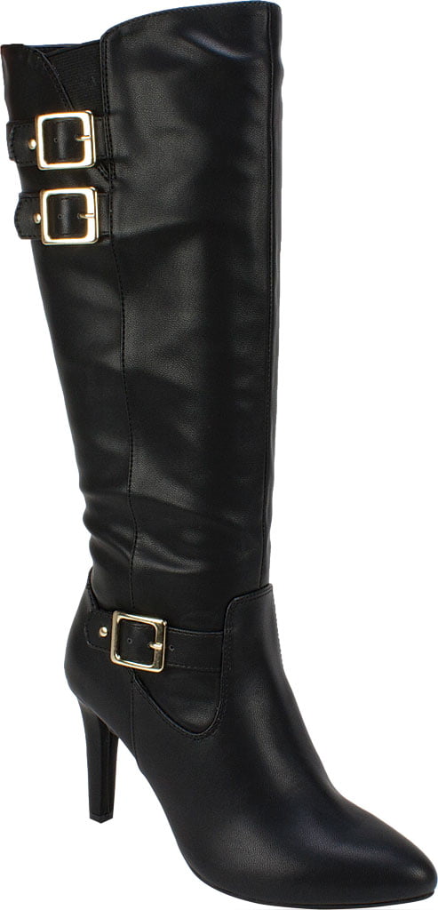 White Mountain Women's Smooth Polyurethane Rialto Cahoon Knee High Boot Black Size 9.5 M