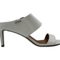 Calvin Klein Women's Sandals Croc-Embossed Cecily Patent Leather Stiletto Slide - White Size 10