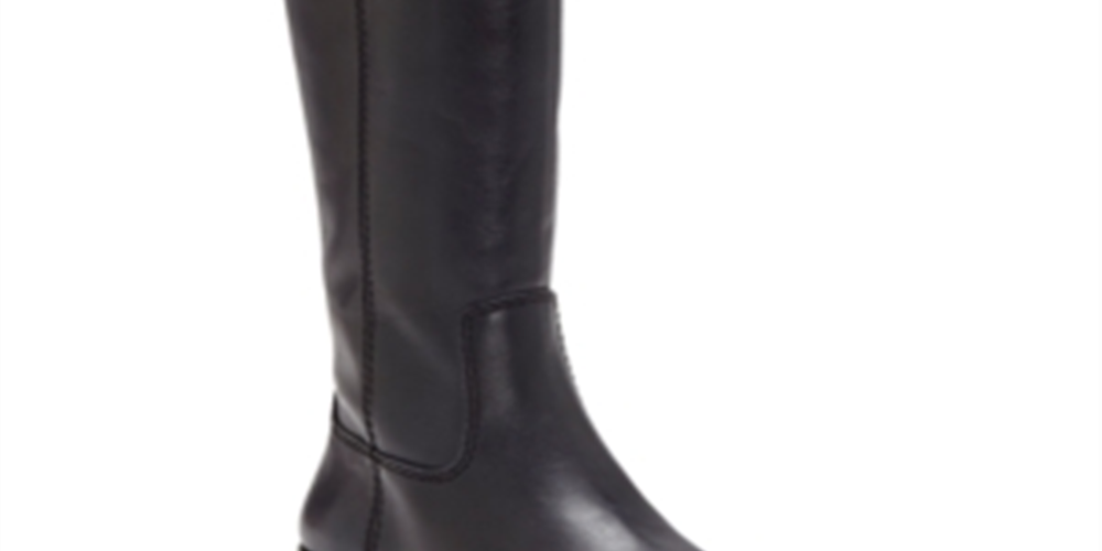 INC International Concepts Women's Fawne Wide Calf Riding Leather Shoes Black Size 7W
