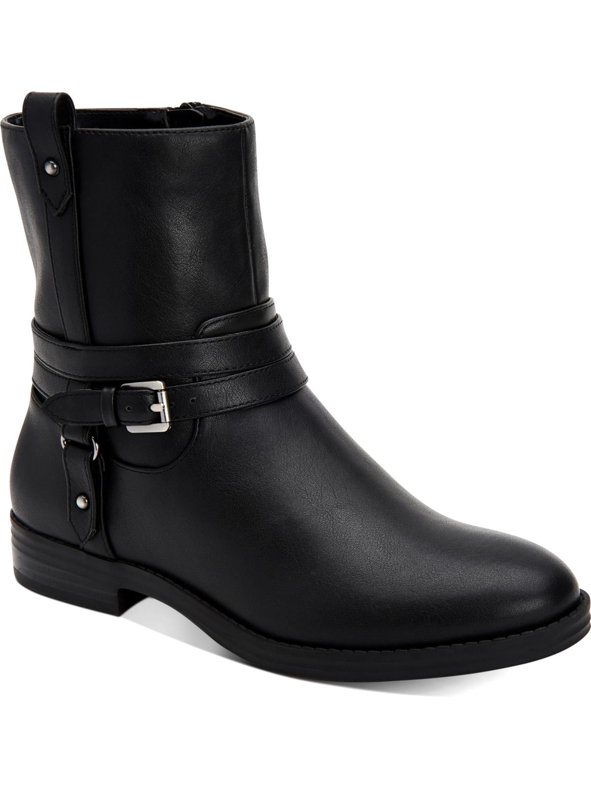 Style & Co Women's State Faux Leather Flat Booties Black Size 5.5 M
