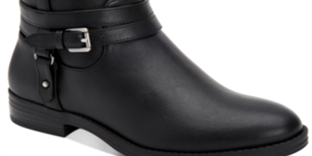 Style & Co Women's State Faux Leather Flat Booties Black Size 5.5 M