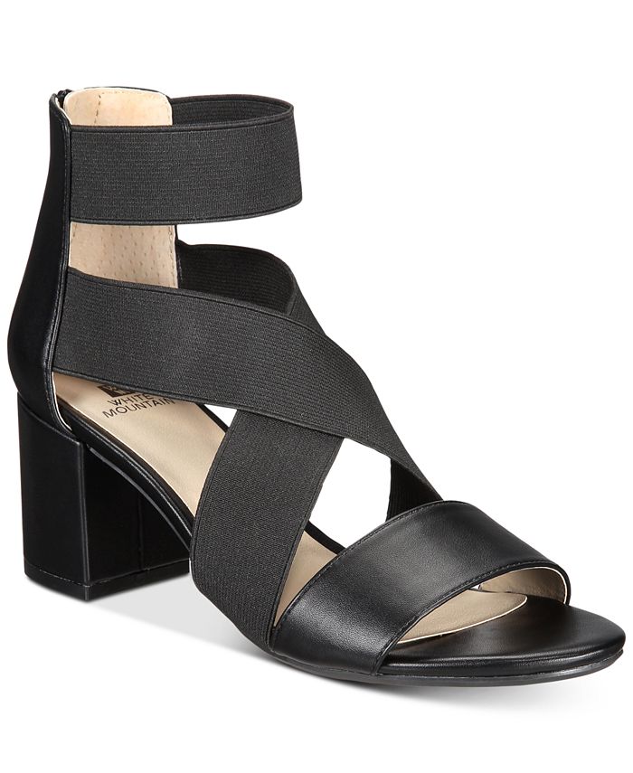 White Mountain Women's Edie Strappy Ankle Zip up Sandals Black Size 11