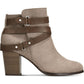 Material Girl Women's Buckled Strap Hardware Detail Cushioned Melany Round Toe Block Heel Zip up Booties Brown Size 9.5 M