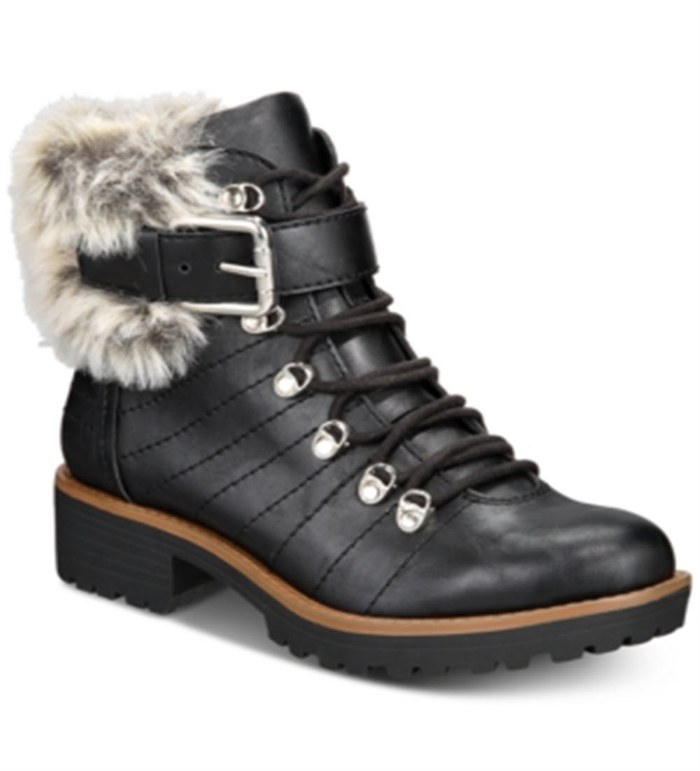 Sun + Stone Women's JOJO Faux Leather Zipper Ankle Boots Black Size 5.5 M