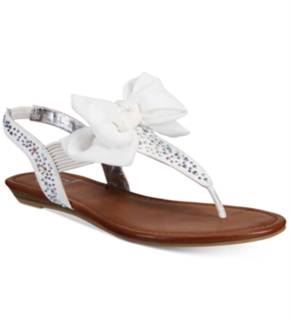 Material Girl Women's Swan Split Toe Casual T-Strap Sandals White Size 5