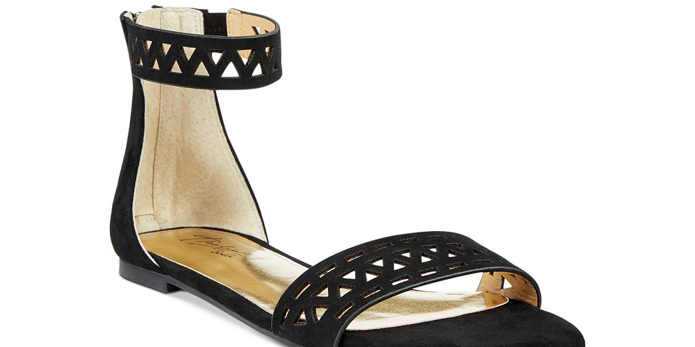 Thalia Sodi Women's Jacey Fabric Open Toe Casual Ankle Strap Sandel Black Size 8.5 M