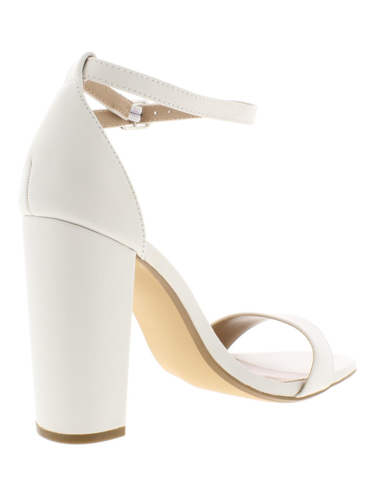 Steven Madden Women's Carrson Ankle Strap Block Heeled Sandals White Size 9.5