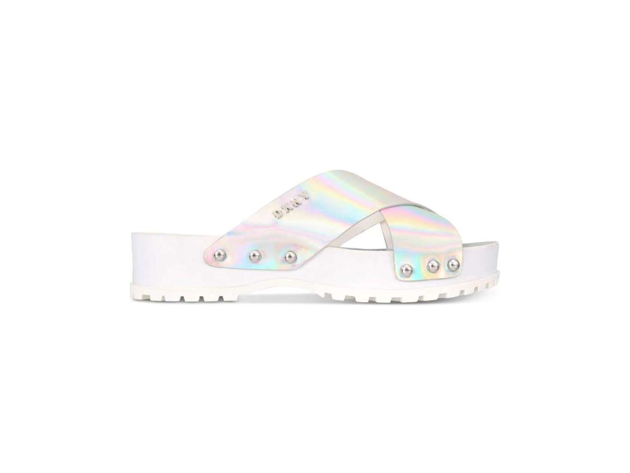 DKNY Women's Wave Open Toe Formal Slide Sandals Gray Size 8