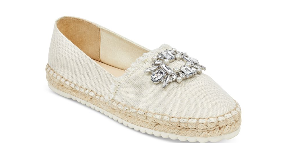 Marc Fisher Women's Barnum Fabric Closed Toe Espadrille Flats White Size 5 M