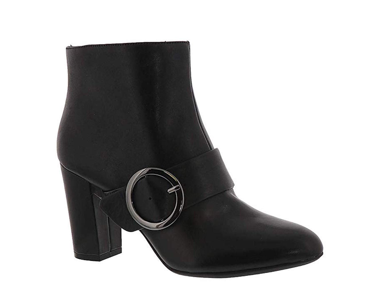 Anne Klein Women's Novo Leather Almond Toe Fashion Boots Black Size -5M