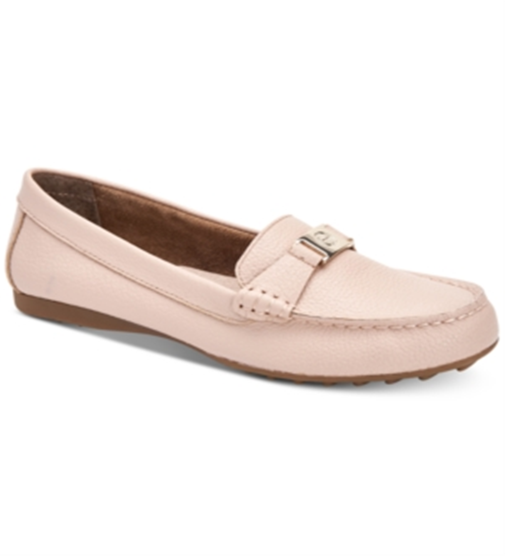 Giani Bernini Women's Croc Hardware Detail Arch Support Comfort Dailyn Slip on Leather Loafers Pink Size 8 M