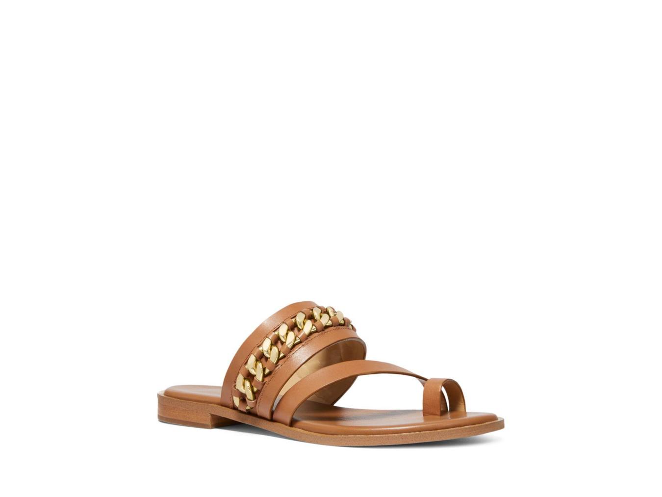 Michael Kors Women's Bergen Leather Open Toe Casual Brown Size 7.5