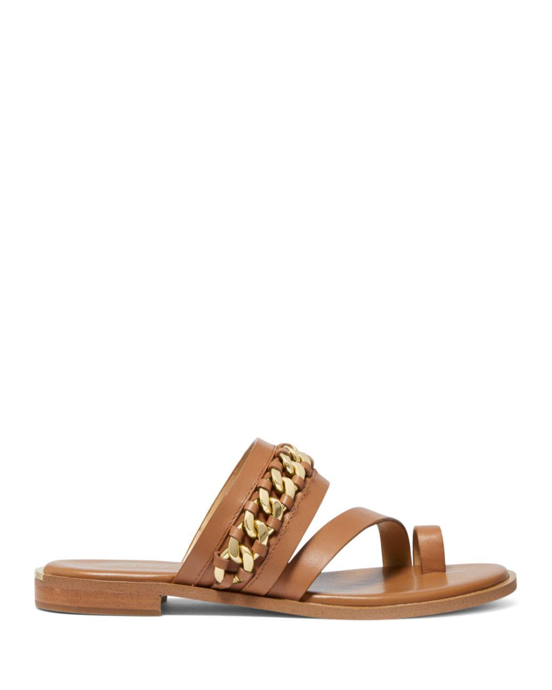 Michael Kors Women's Bergen Leather Open Toe Casual Brown Size 7.5