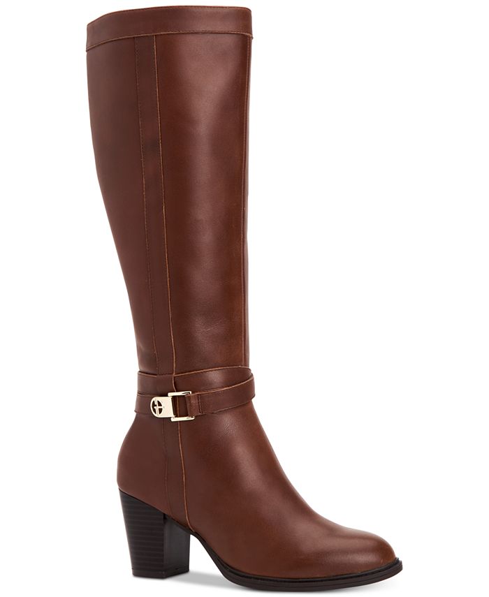 Giani Bernini Women's Rozario Leather Almond Toe Knee High Black Size 9 M