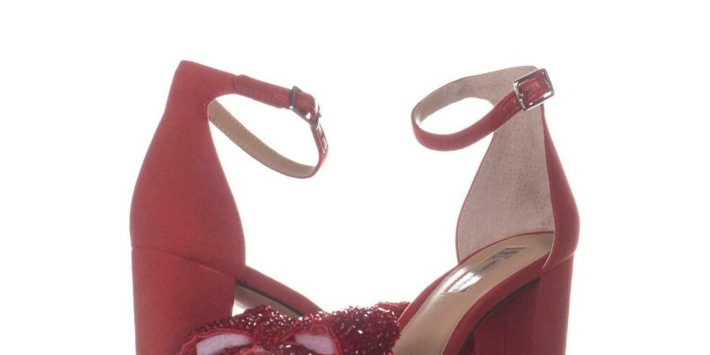 INC International Concepts Women's Kivah9 Fabric Open Toe Casual Ankle Strap Red Size 6.5 M