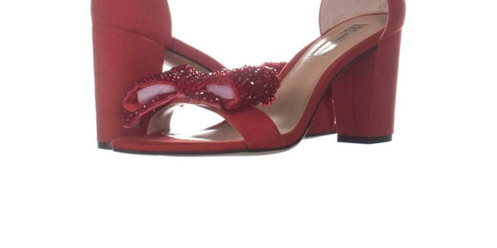 INC International Concepts Women's Kivah9 Fabric Open Toe Casual Ankle Strap Red Size 6.5 M