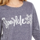 Style & Co Women's  Sparkle Graphic Sweatshirt  Sparkle Snowflake Blue Size XS