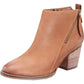 Aqua Women's Almond Toe Stacked Heel Zip up Leather Booties Brown Size 9.5 M