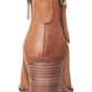 Aqua Women's Almond Toe Stacked Heel Zip up Leather Booties Brown Size 9.5 M