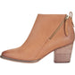Aqua Women's Almond Toe Stacked Heel Zip up Leather Booties Brown Size 9.5 M