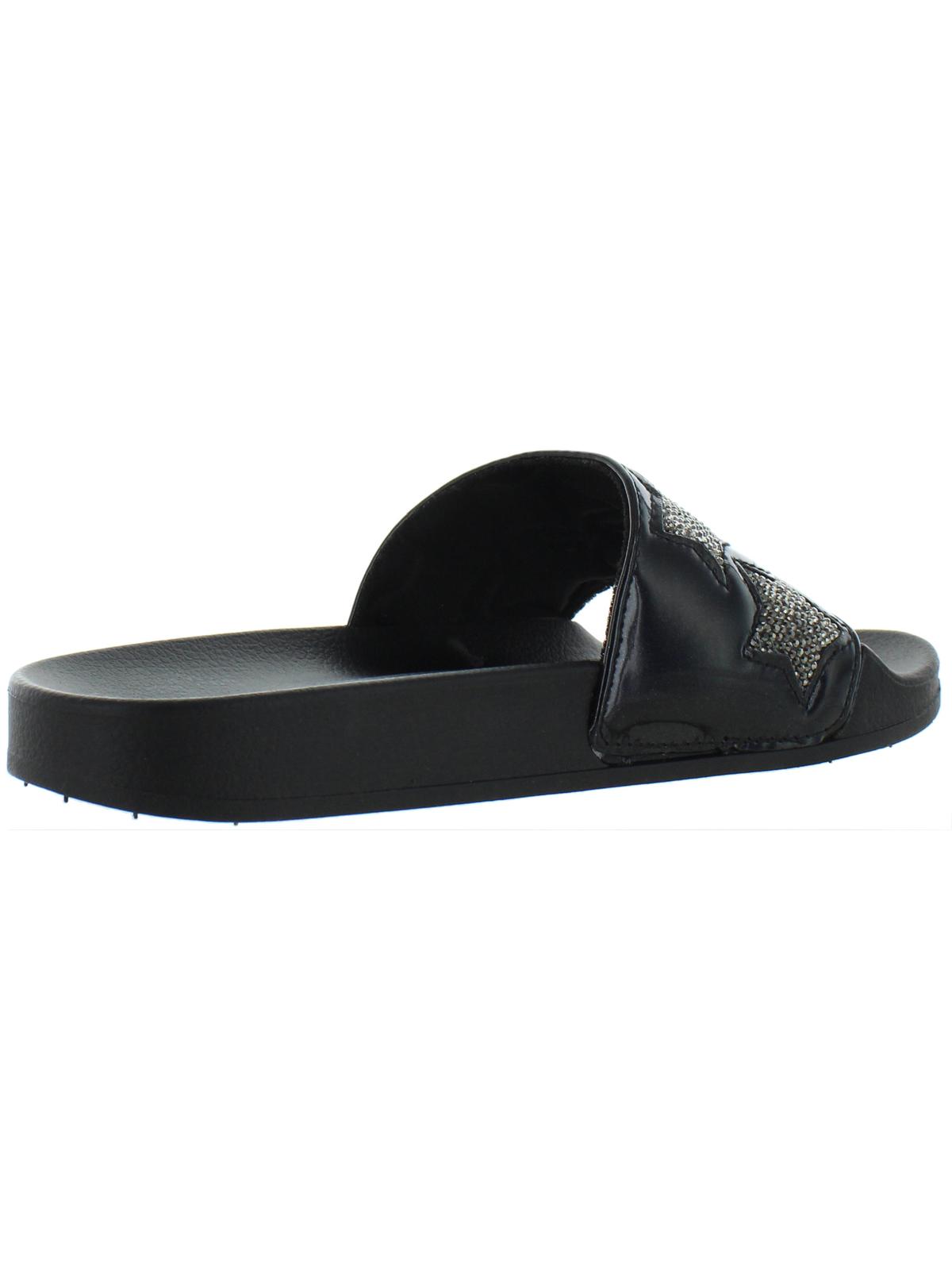 Kenneth Cole Reaction Women's Pool Splash Casual Rhinestone Slide Sandals Black Size 9 M