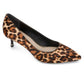 Kenneth Cole Reaction Women's Leopard Print Morgan Pointed Toe Kitten Heel Slip on Pumps Brown Size 7.5 M