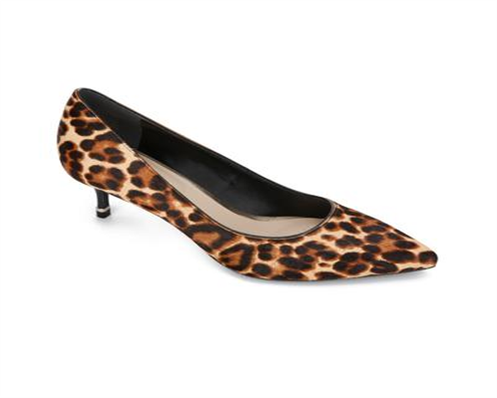 Kenneth Cole Reaction Women's Leopard Print Morgan Pointed Toe Kitten Heel Slip on Pumps Brown Size 7.5 M