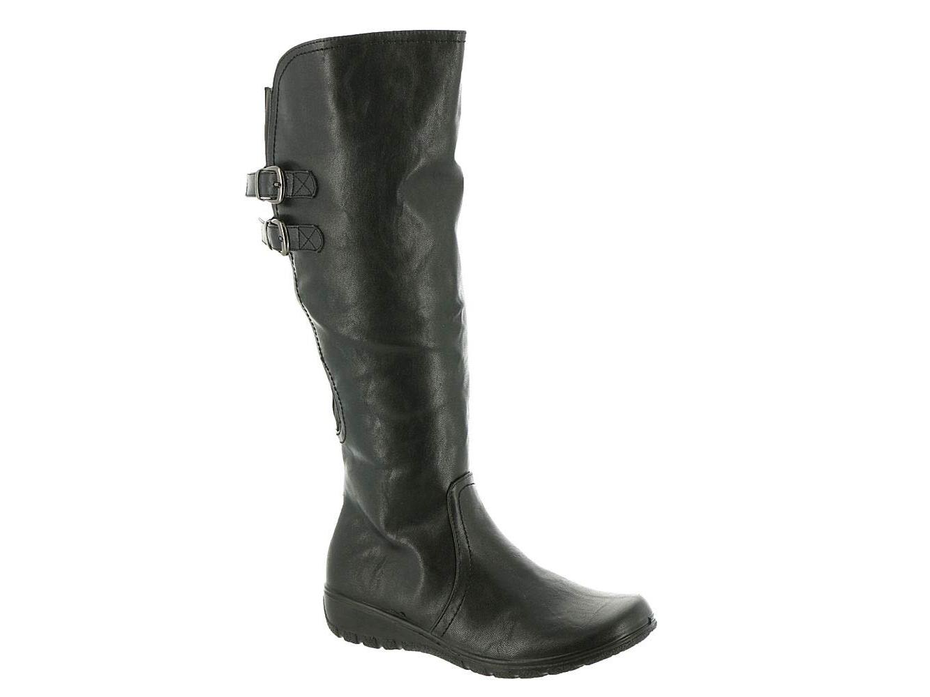 Easy Street Women's Tess Plus Leather Closed Toe Mid Calf Fashion Boots Black Size 6.5M
