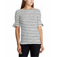 Lauren Ralph Lauren Women's Striped Boat Neck Blouse Top Ivory Size XL