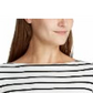 Lauren Ralph Lauren Women's Striped Boat Neck Blouse Top Ivory Size XL
