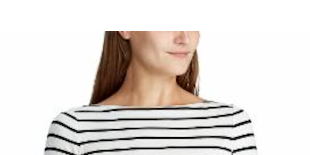 Lauren Ralph Lauren Women's Striped Boat Neck Blouse Top Ivory Size XL