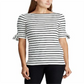 Lauren Ralph Lauren Women's Striped Boat Neck Blouse Top Ivory Size XL