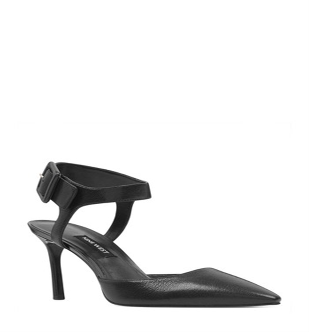 Nine West Women's Elisabeti Leather Ankle Strap Pumps Black Size 8 M