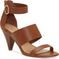 INC Women's Memory Foam Sock Strappy Bold Buckle Adjustable Strap Cushioned Gavi Almond Toe Cone Heel Zip-up Dress Sandals Brown Size 9 M