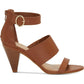 INC Women's Memory Foam Sock Strappy Bold Buckle Adjustable Strap Cushioned Gavi Almond Toe Cone Heel Zip-up Dress Sandals Brown Size 9 M