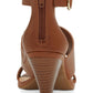 INC Women's Memory Foam Sock Strappy Bold Buckle Adjustable Strap Cushioned Gavi Almond Toe Cone Heel Zip-up Dress Sandals Brown Size 9 M