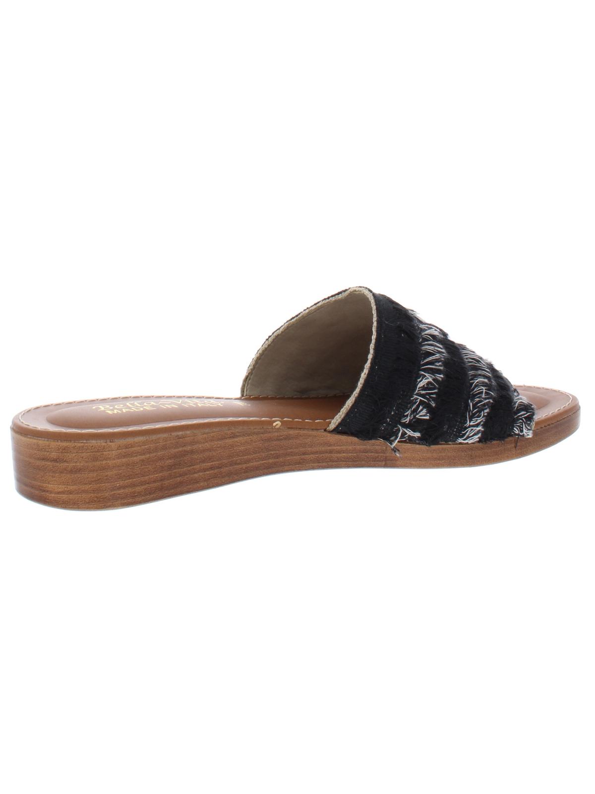 Bella Vita Women's Abi Italy Low Fringe Wedge Sandals BlackSize 8.5M