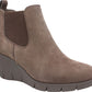 White Mountain Women's Stretch Gore Comfort Percy Round Toe Wedge Leather Booties Brown Size 9.5 M