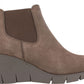 White Mountain Women's Stretch Gore Comfort Percy Round Toe Wedge Leather Booties Brown Size 9.5 M