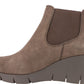 White Mountain Women's Stretch Gore Comfort Percy Round Toe Wedge Leather Booties Brown Size 9.5 M
