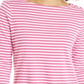 Charter Club Women's Supima Cotton Striped Top Pink Size Large