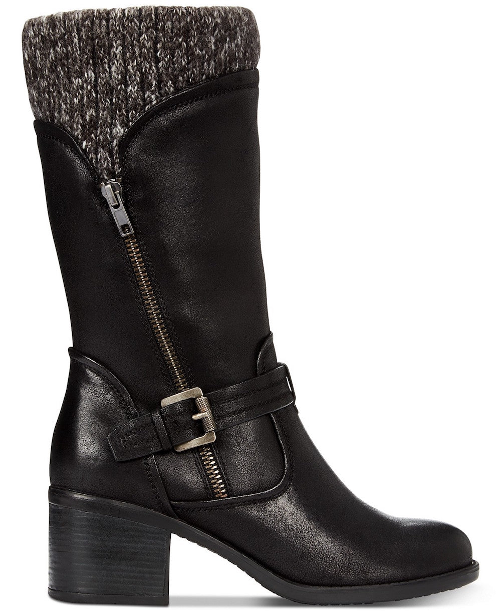 Bare Traps Women's Weslin Mid Shaft Faux Leather Boots Black Size 11 M