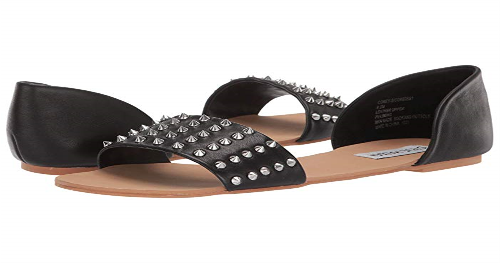 Steven Madden Women's Corey-s Flat Sandal Black Size 9.5